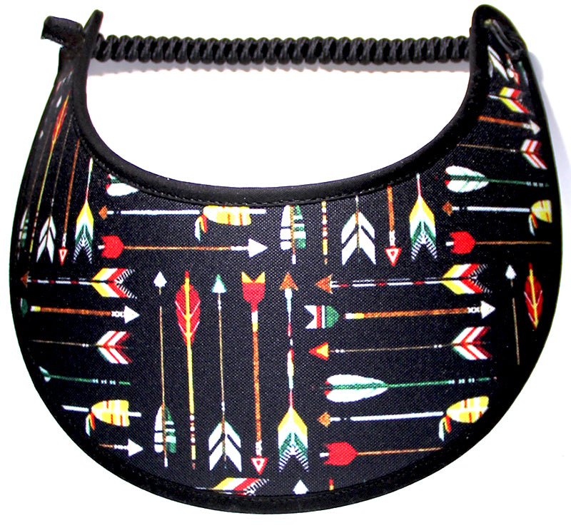 Foam sun visor with arrows on a black background