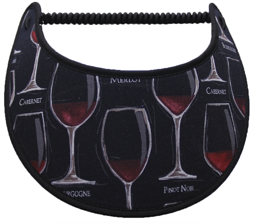 Foam sun visor with wine glasses on black