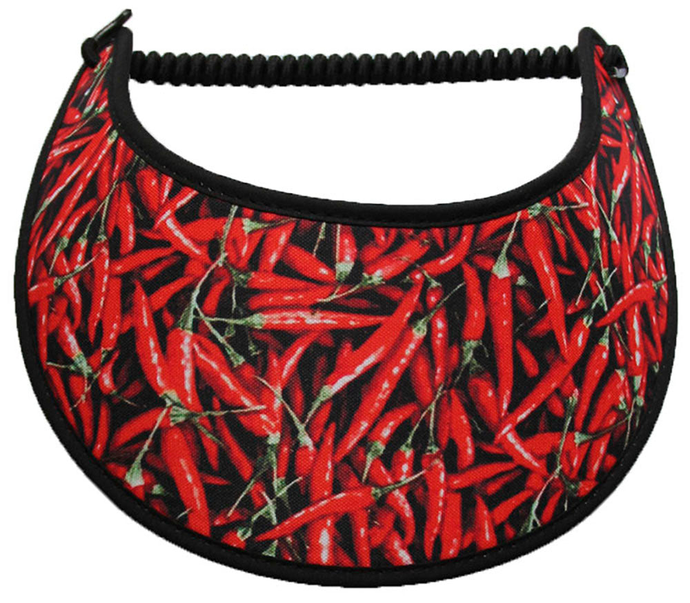 Foam sun visor hot peppers on black