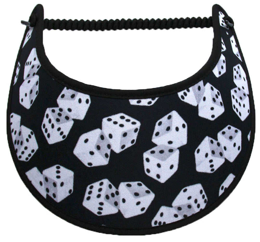 Foam sun visor with dice on black