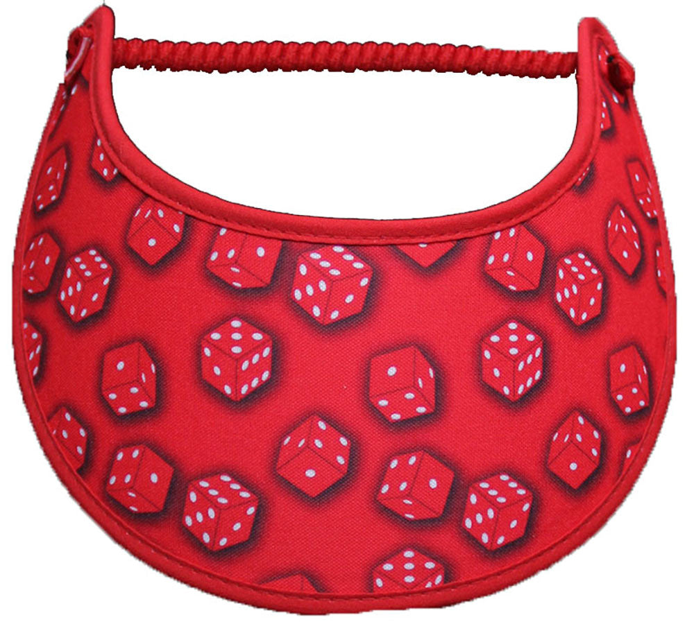 Foam sun visor with dice on red