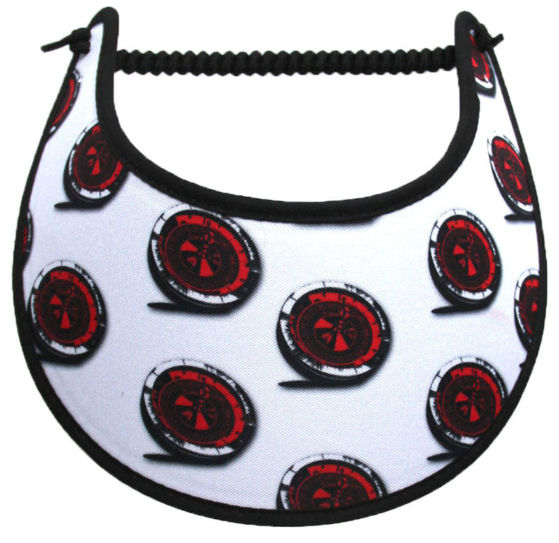 Foam sun visor with casino chips on white