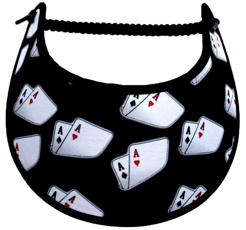 Foam sun visor with cards on black