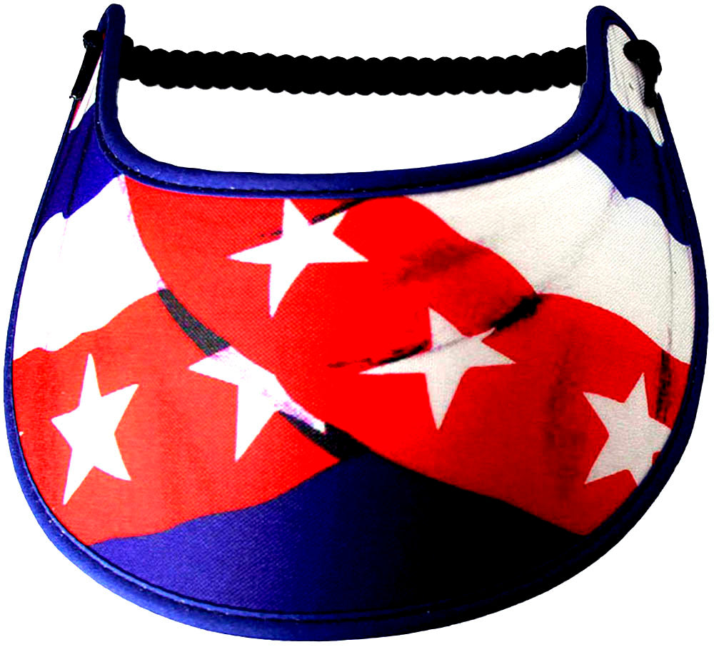 Foam sun visor with draped flag design