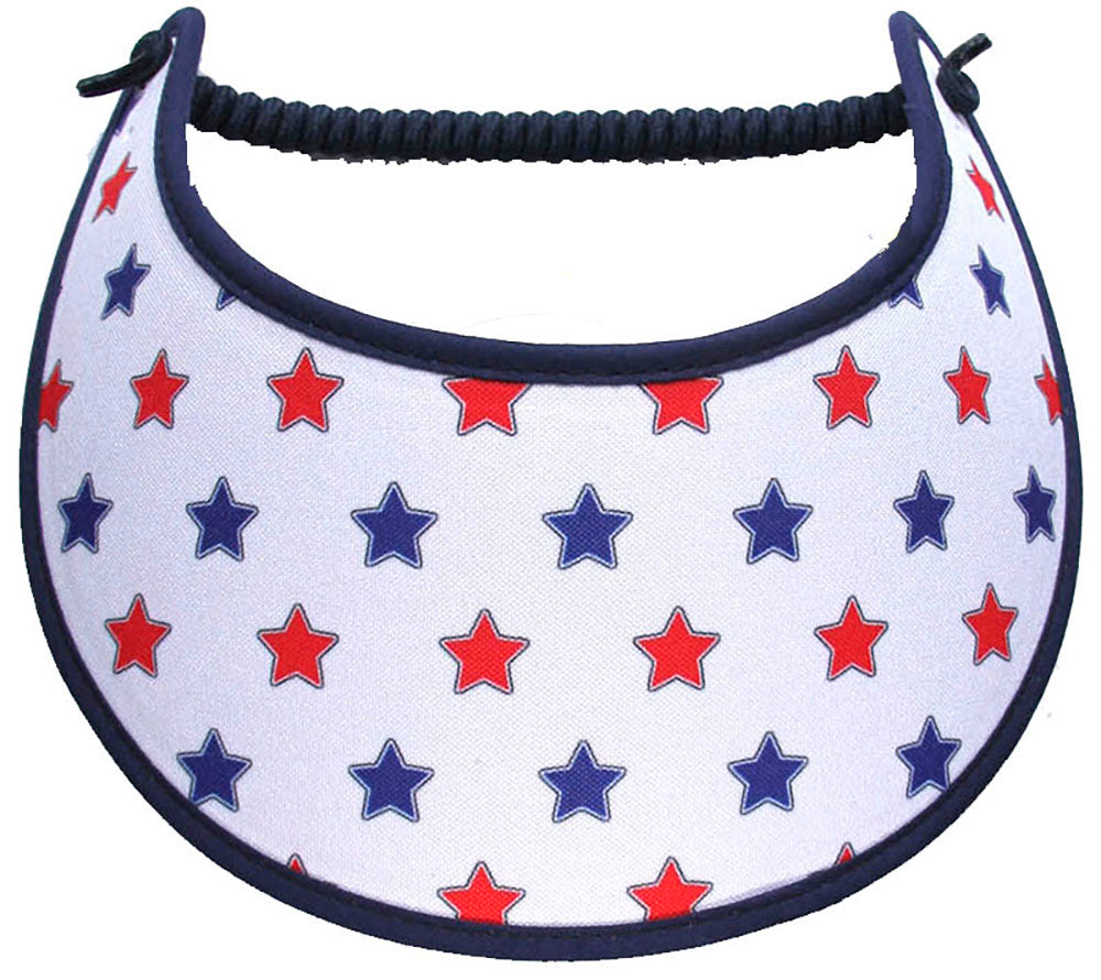Foam sun visor with red & blue stars on white