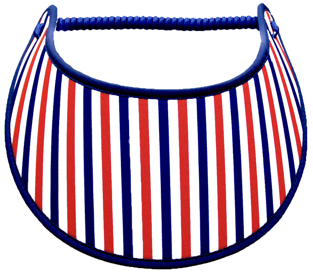 Foam sun visor with red, white & blue stripes