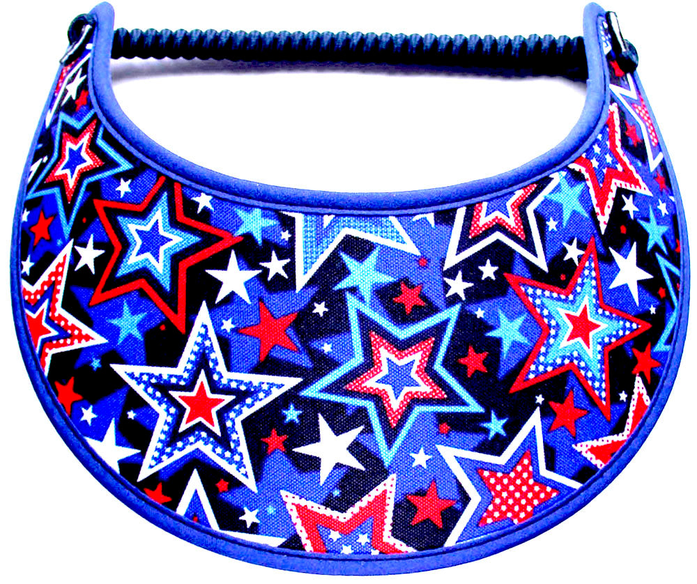 Foam sun visor with many stars of various sizes