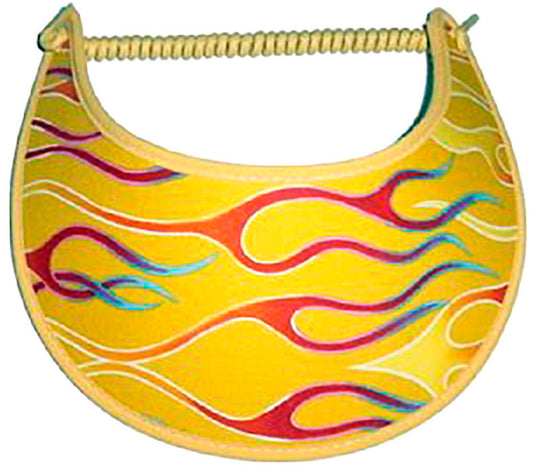Foam sun visor with red & yellow racing flames on yellow