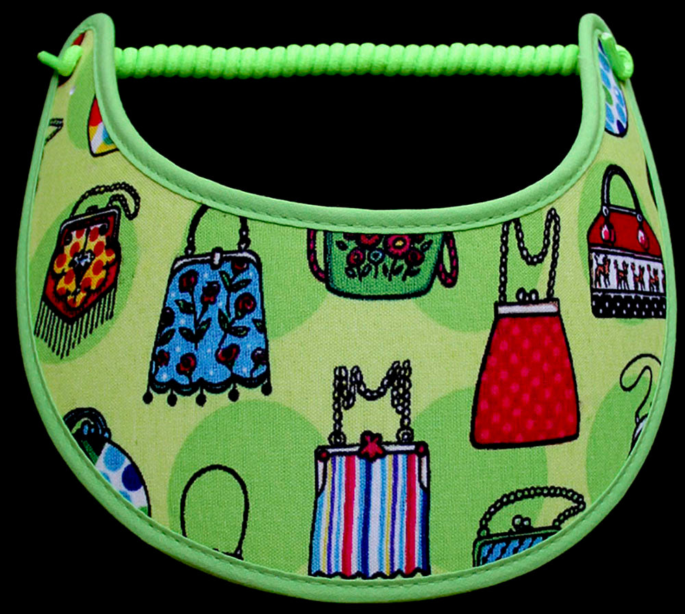 Foam sun visor with vintage handbags