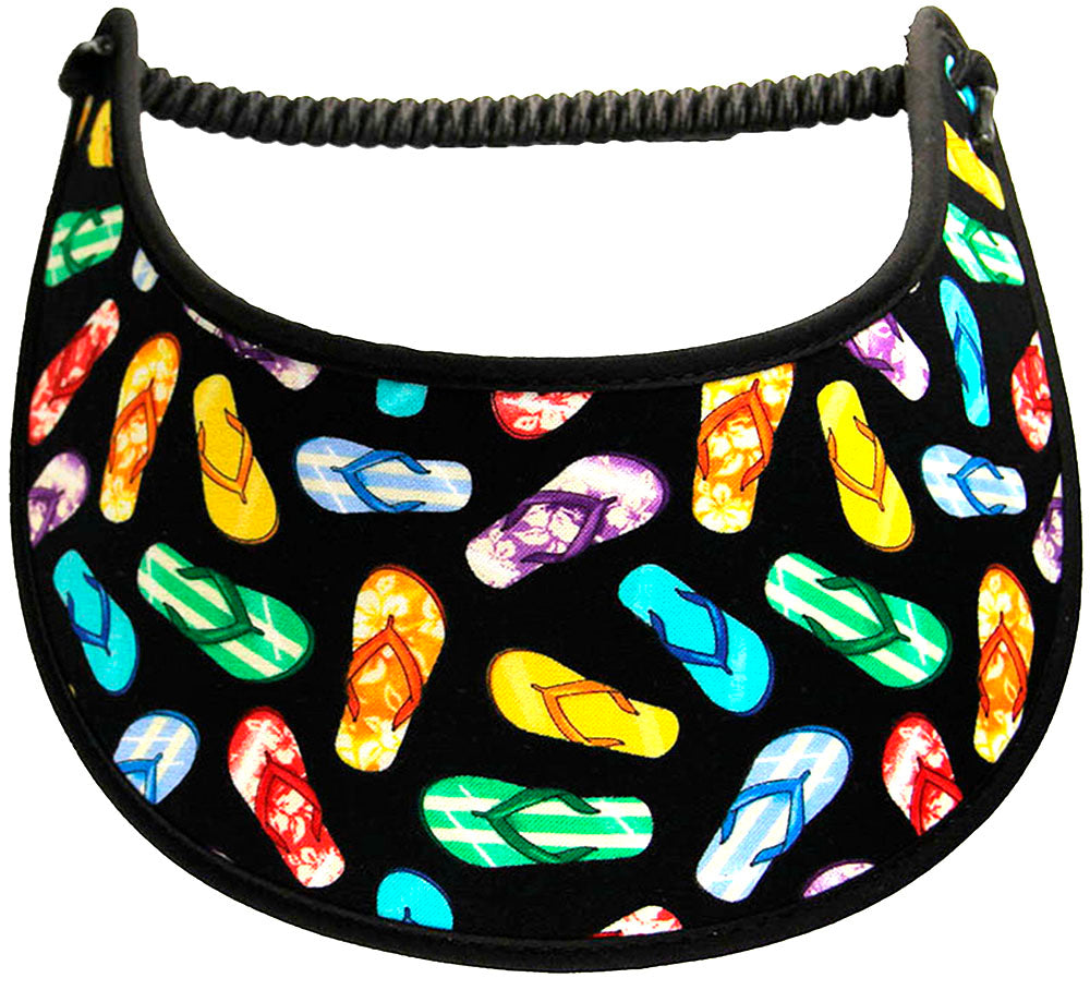 Foam sun visor with flip flops on black