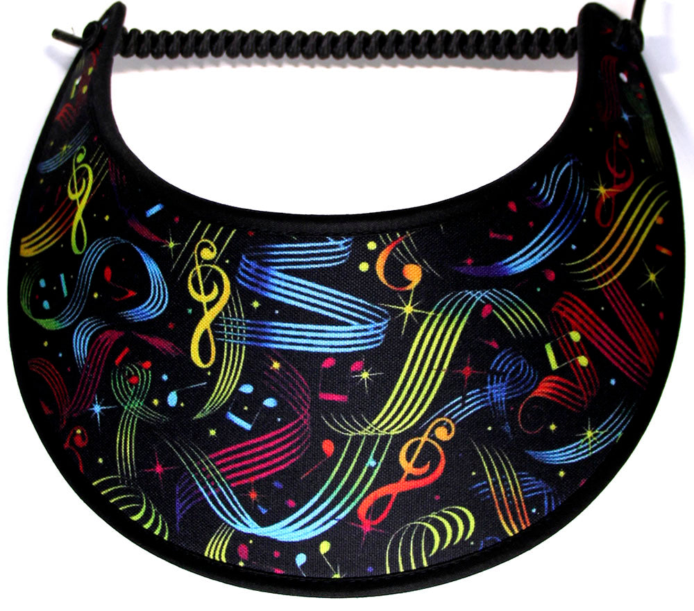 Foam sun visor with music notes on black