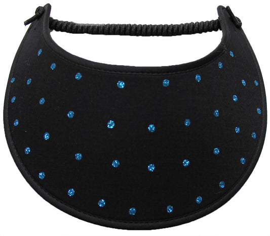 Dots of Turquoise Glitz on Black Sun Visor