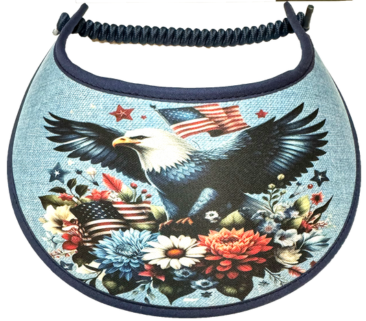 4th of July Sun Visor with Eagle Landing in Flowers