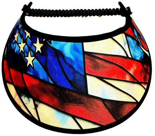 4th of July Sun Visor with Stained Glass Flag