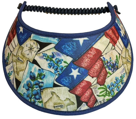 4th of July Sun Visor with Texas Flags and Bluebonnets