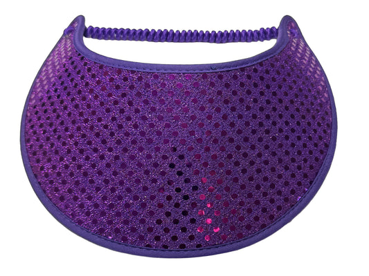 J100w  Purple Confetti Glitz Wide Brim Sun Visor