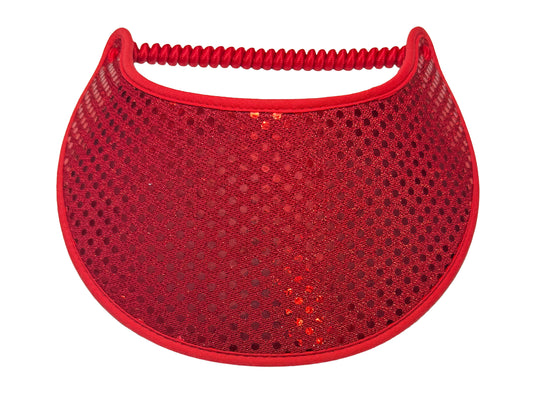 J110w  Red Confetti Glitz Wide Brim Sun Visor