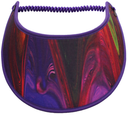 M002 Sun Visor with Design in Shades of Purple, Red, Green, and Lavender