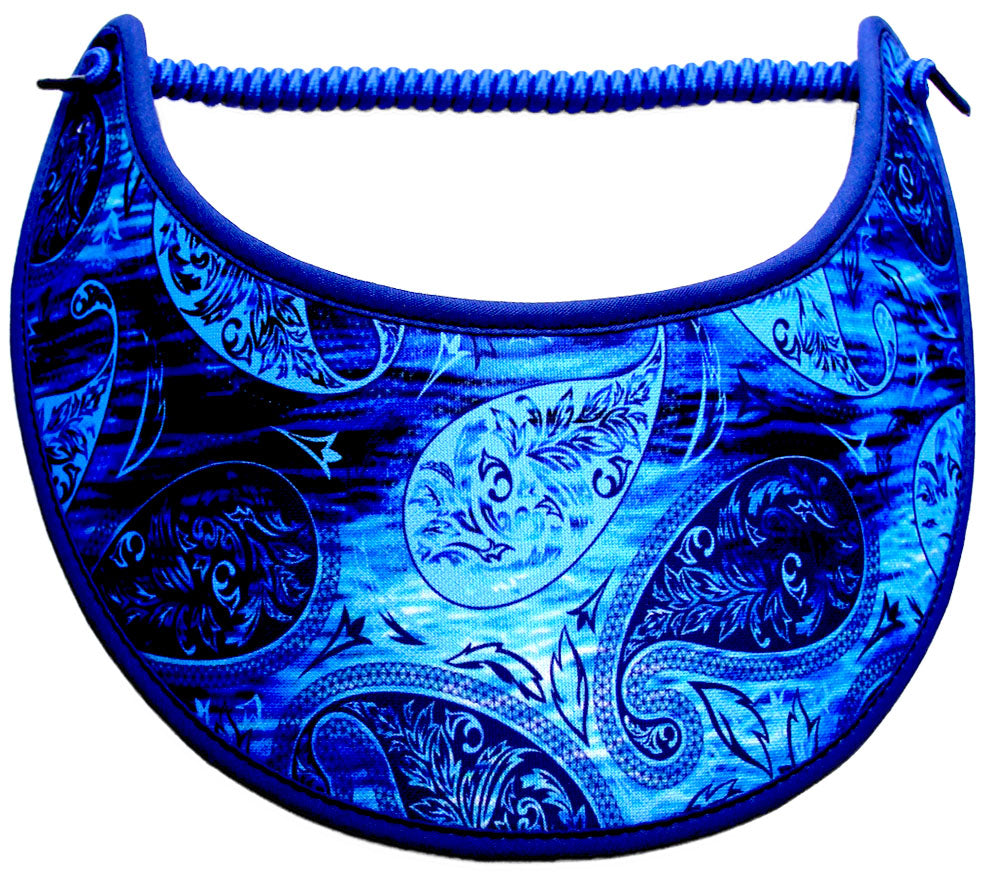 M671 Sun Visor with Large Blue Paisley Patterns