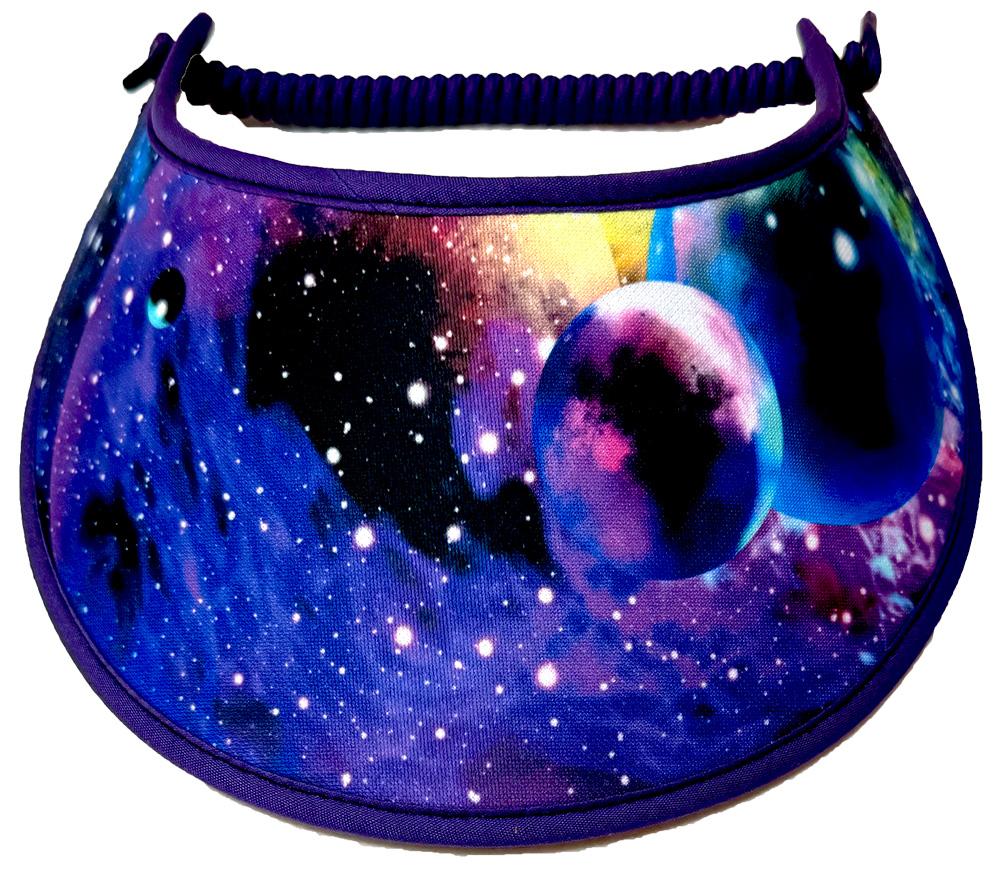 M820 Sun Visor with Stars and Planets Trimmed in Purple