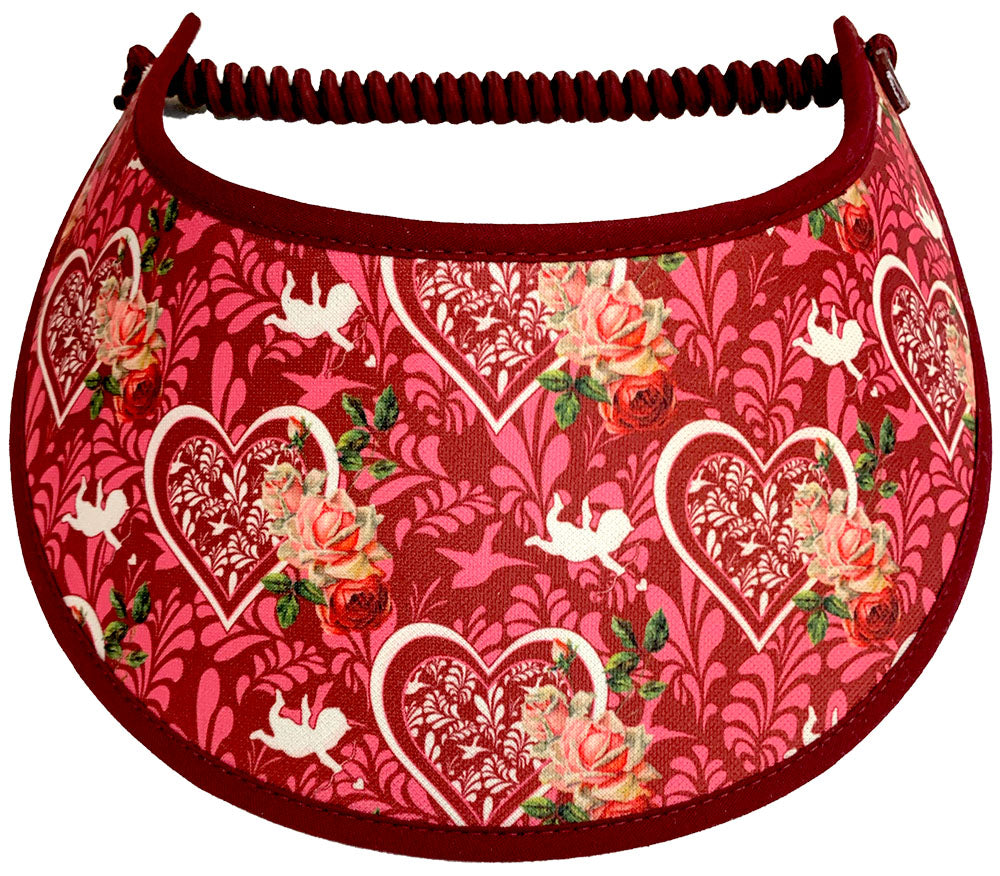 Valentine Sun Visor with Cupids and Hearts