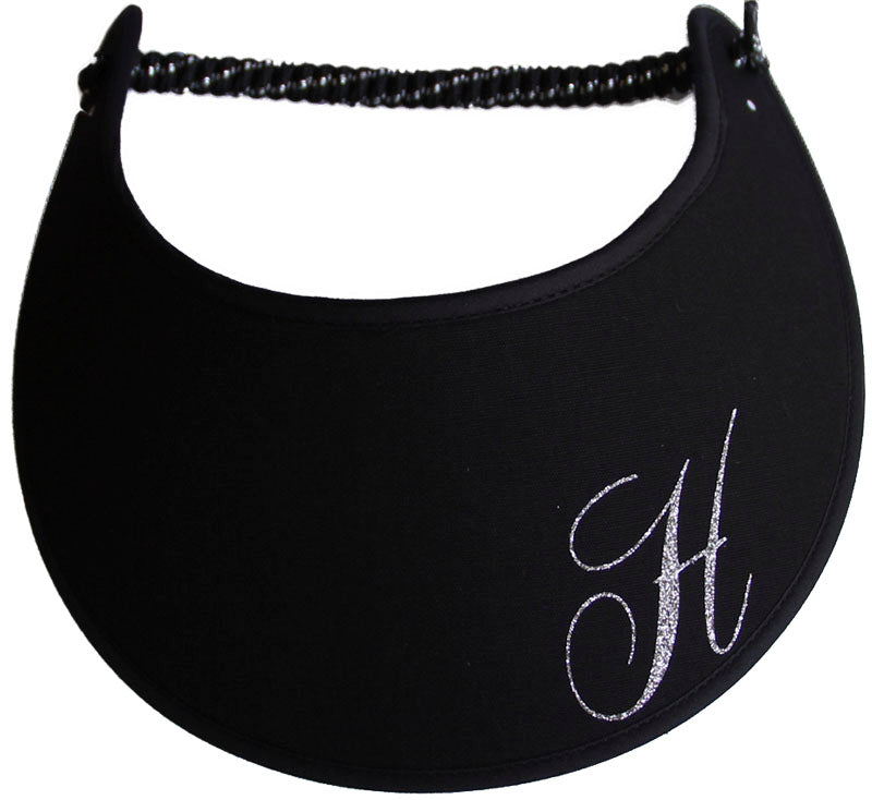 Foam sun visor with a sparkly initial H.