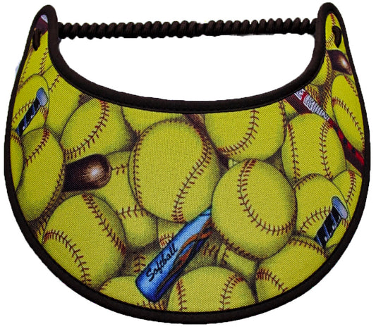 Ladies foam visor with softballs and colored bats