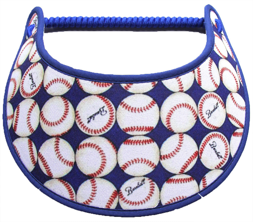 Ladies foam visor with rows of baseballs on royal