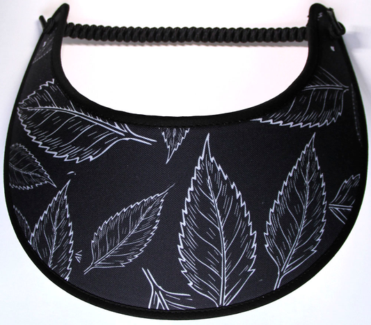 Foam sun visor with leaf design on black