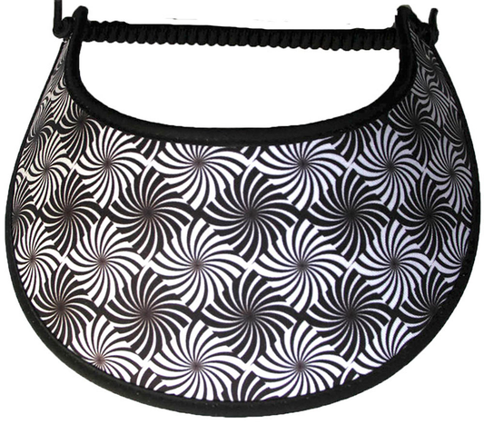 Sun Visor Adorned with Black and White Twirlers