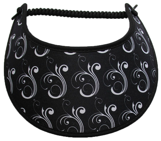 Foam sun visor with white flourish on black