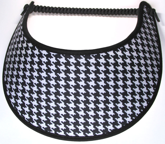 Foam sun visor with houndstooth design on black