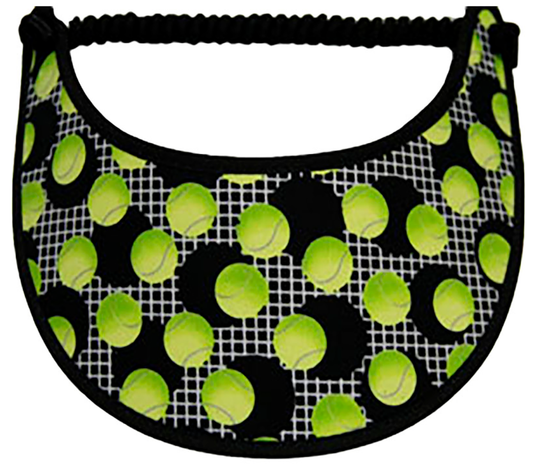 Ladies sun visor with small green tennis balls