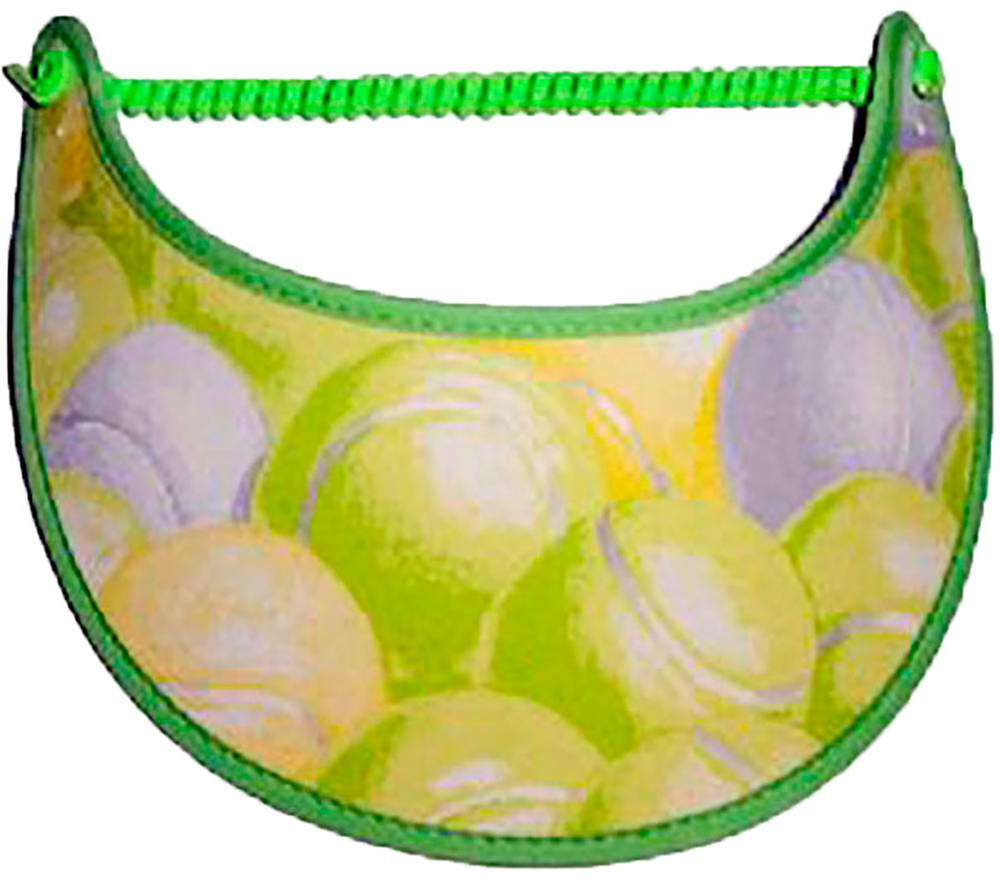 Ladies foam sun visor with large yellow & green tennis balls