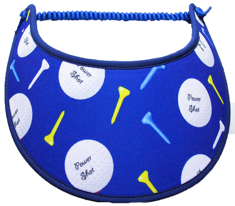 Golf Sun Visor with Tees and Balls on Royal Trimmed in Blue