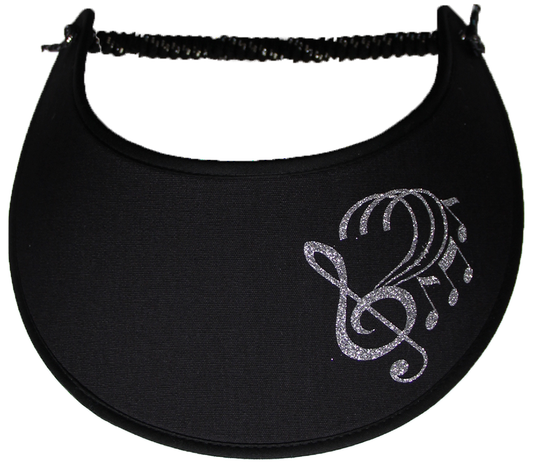 Black Sun Visor with Silver Music Notes