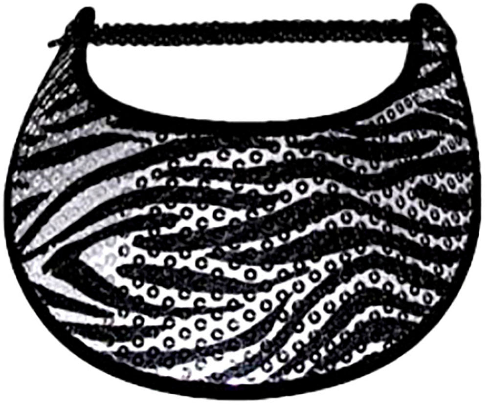 Foam sun visor with zebra on gray with sequins