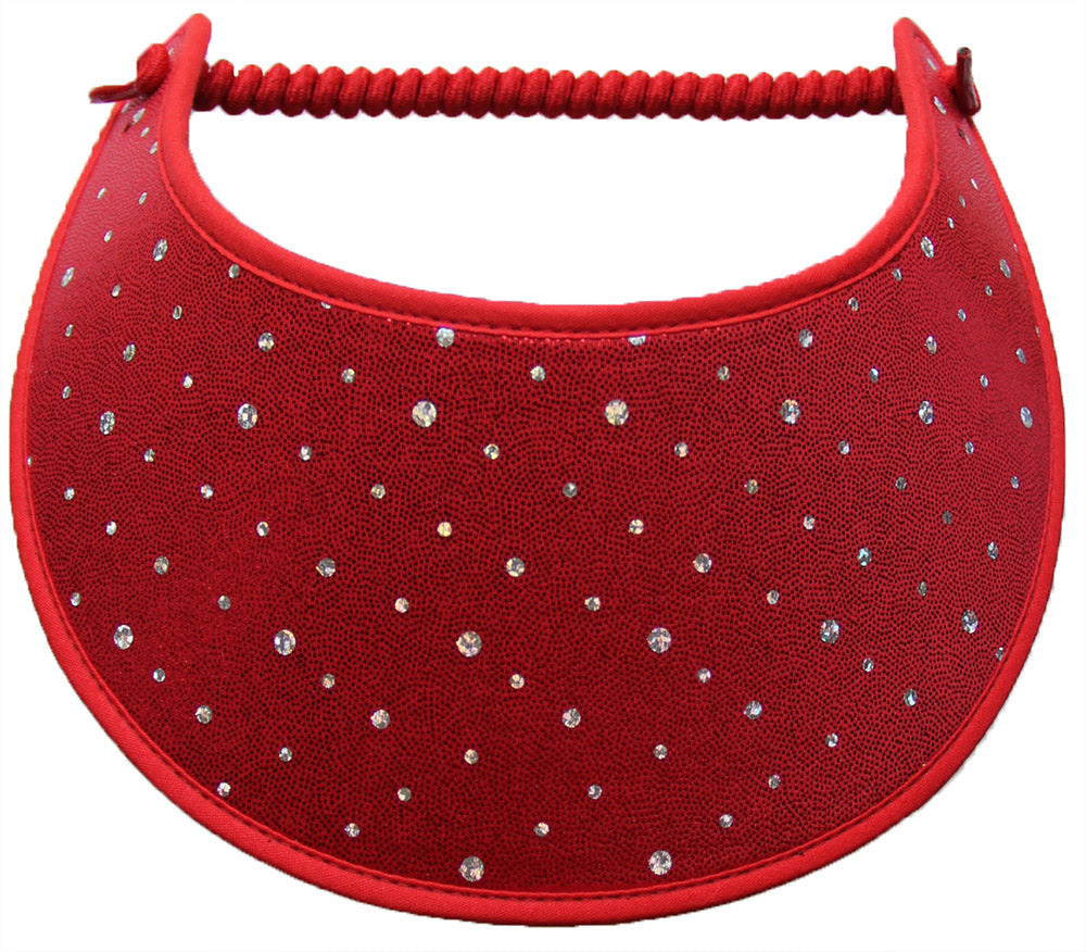 Ladies sun visor silver dots on red