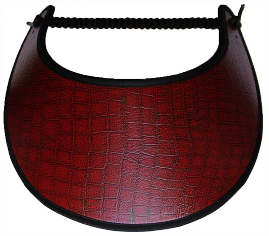 Red faux leather sun visor
