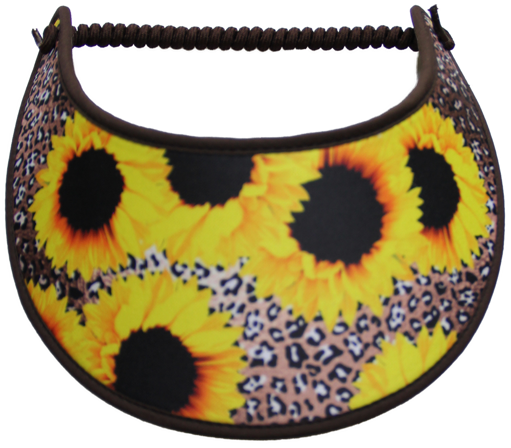 SUNFLOWERS ON CHEETAH DESIGN...EDGES TRIMMED WITH BROWN  FABRIC