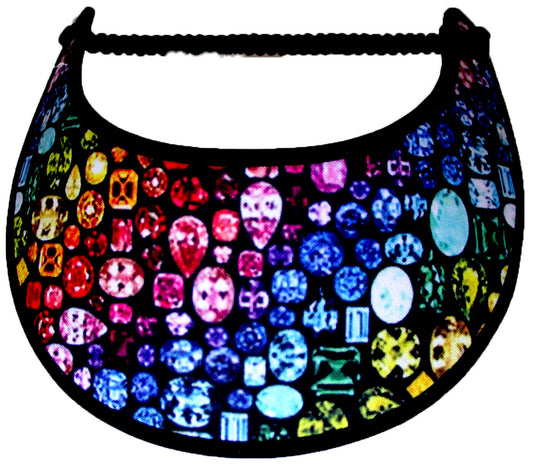 Foam sun visor with different shapes and sizes of gem stones