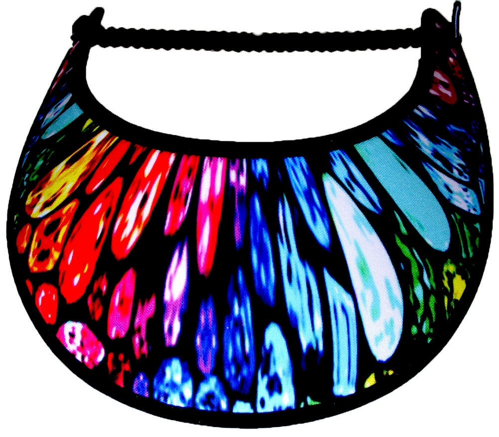Foam sun visor with tear drop shapes of bright colors