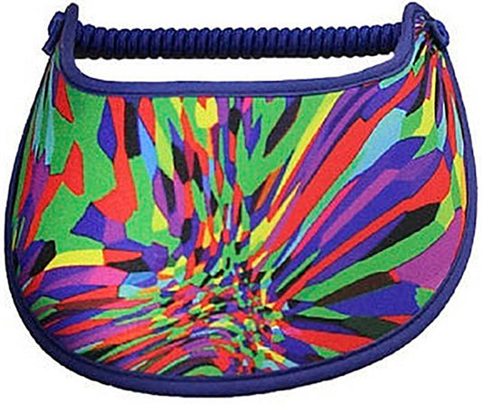 Ladies foam sun visor with burst of bright colors.