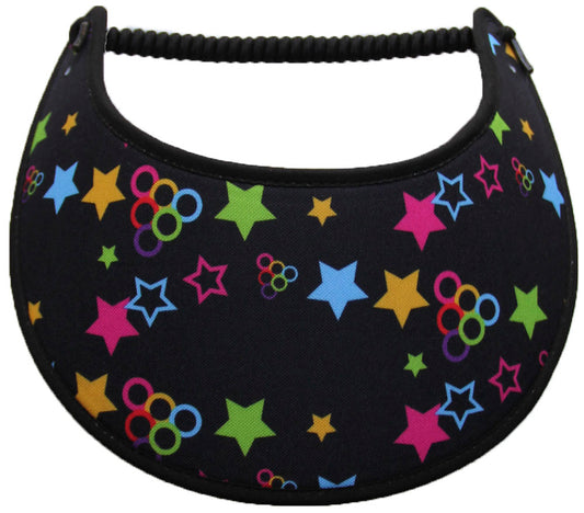 Foam sun visor with multicolored stars and circles