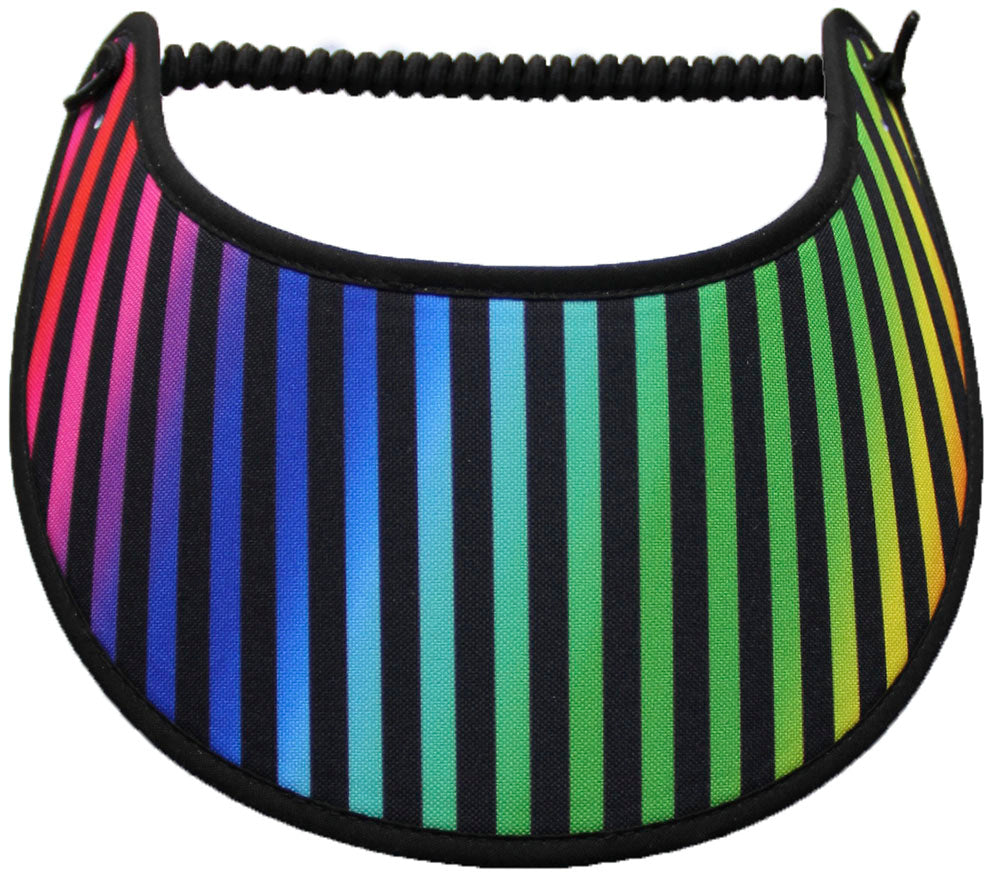 Foam sun visor with black stripes on gradient background