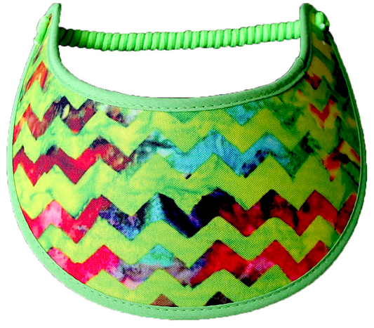 Foam sun visor with geometrics red, green & yellow