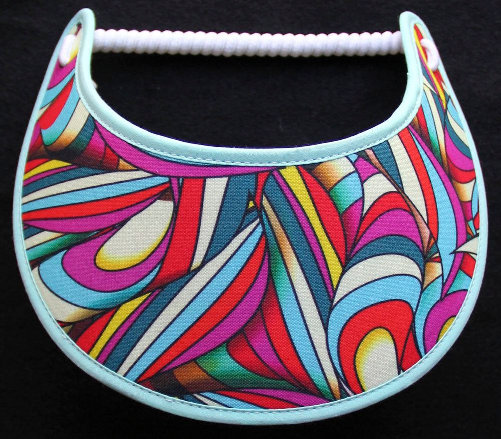 Foam sun visor with colorful abstract design