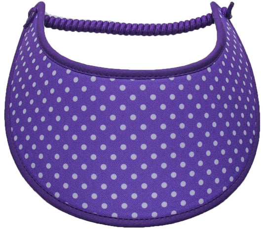 Foam sun visor with small white dots on purple