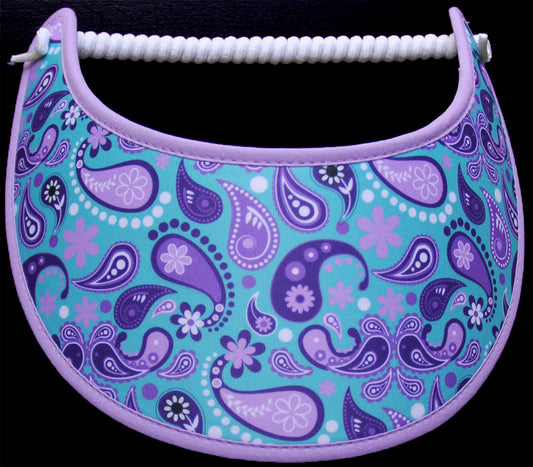 Foam sun visor with purple & lavender paisleys