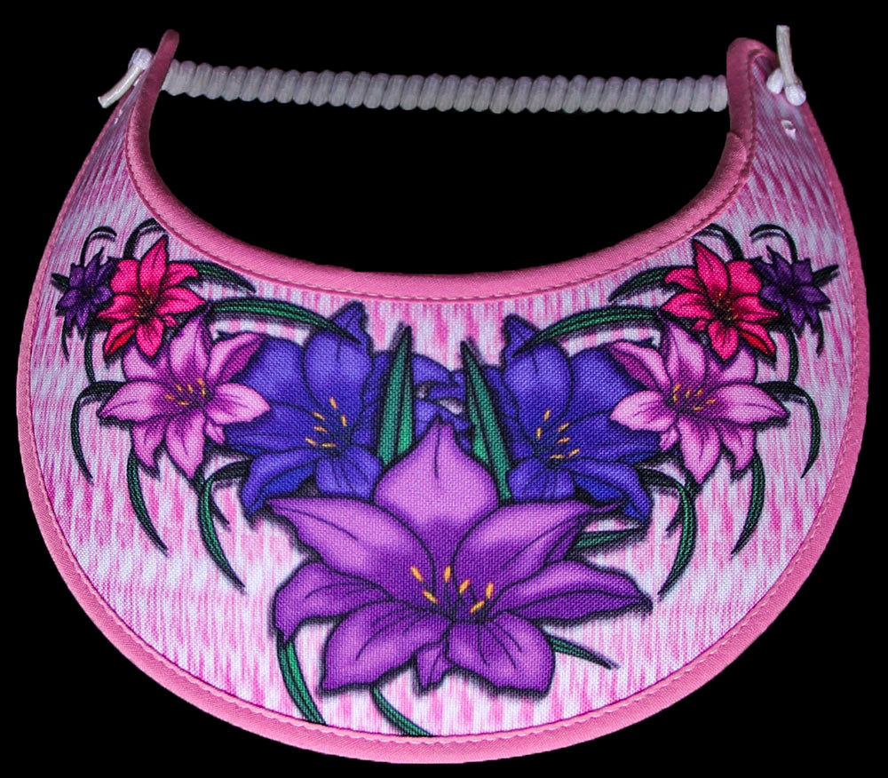 Ladies foam sun visor with day lilies on pink